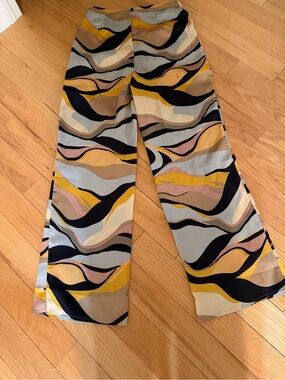 HYFVE Multicolor Wave-Print Boot Cut Pants — Mustard, Black, Cream, Pink